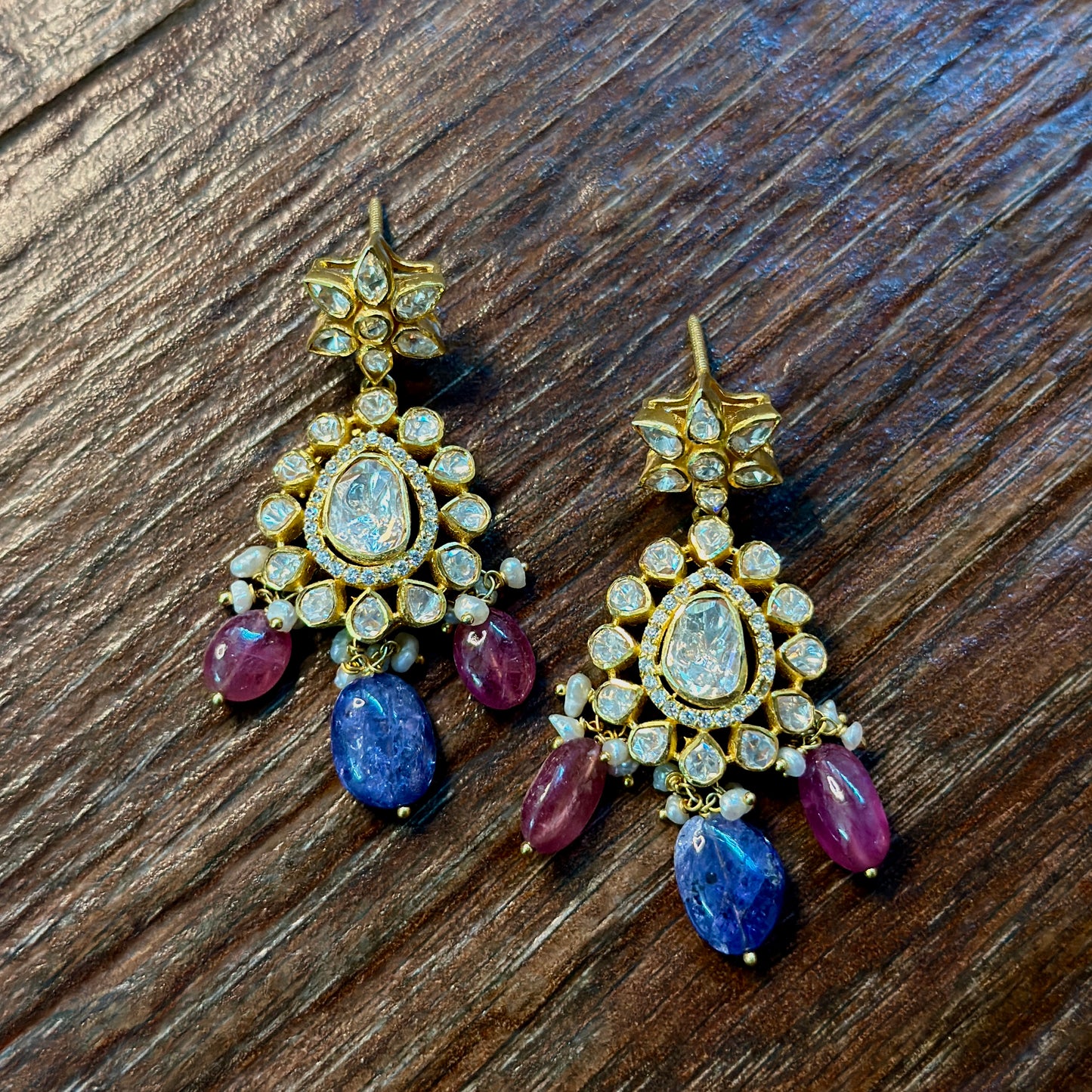 Royal Enchanted Uncut & Tanzanite Drop Earrings