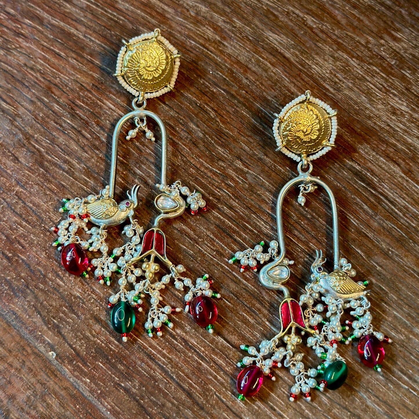 Peacock Grace Pearl Drop Earrings