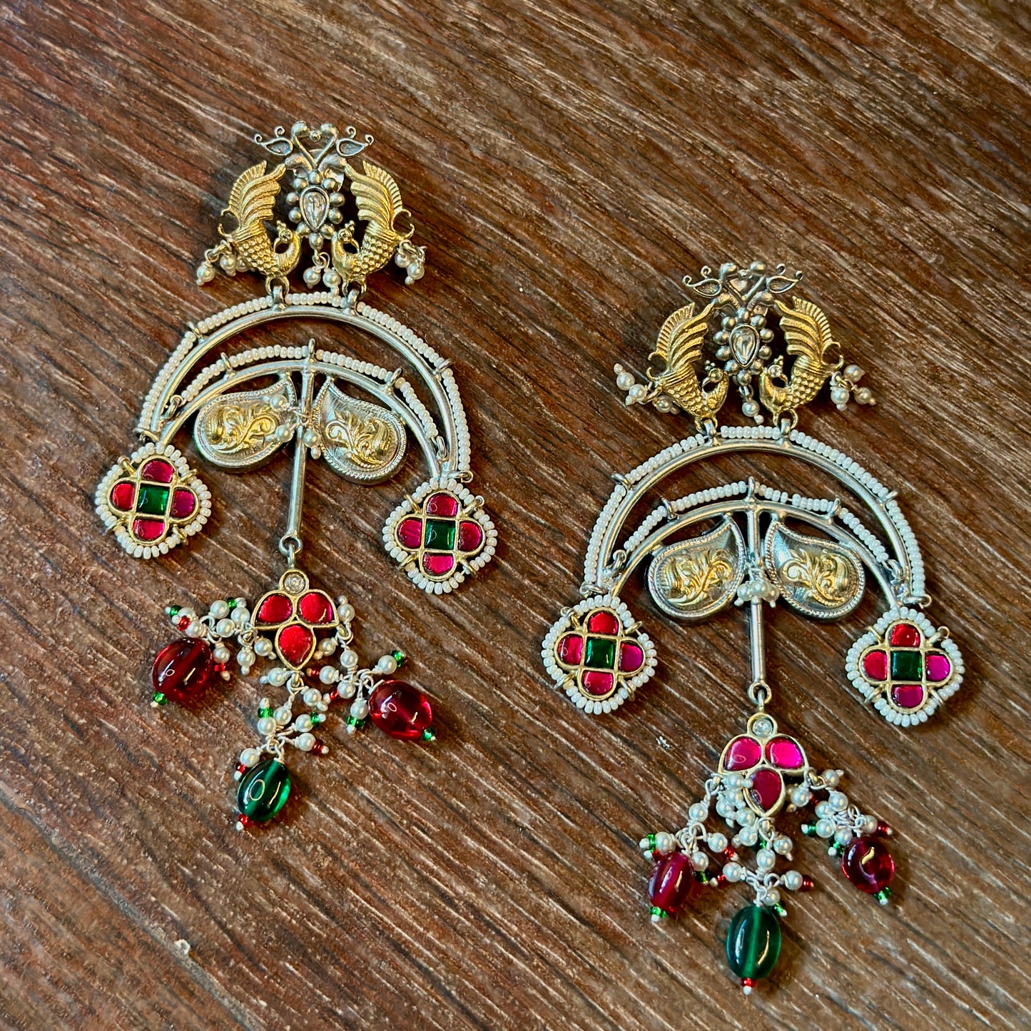 Twin Peacock Heritage Jhumkas