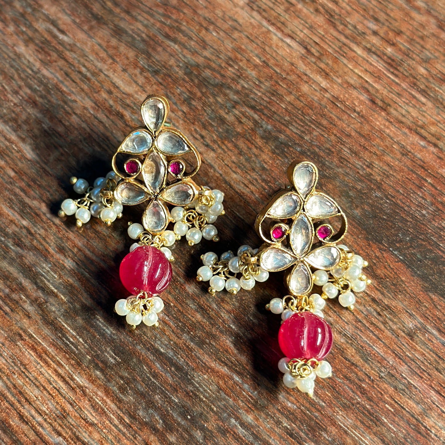 Pearl and Ruby Drop Earrings