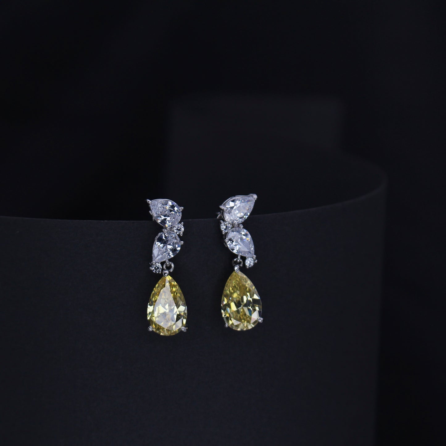 Golden Raindrop Silver Earrings