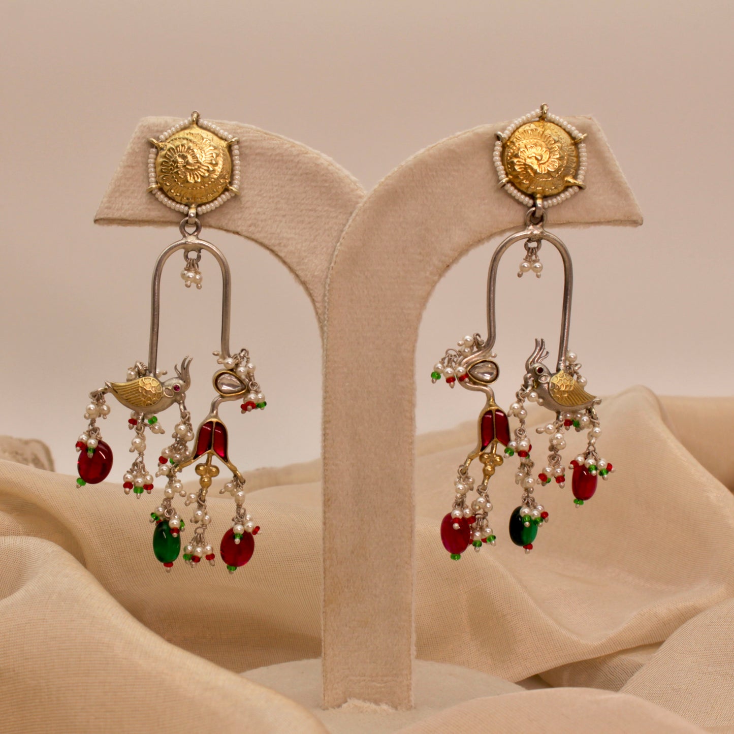 Peacock Grace Pearl Drop Earrings