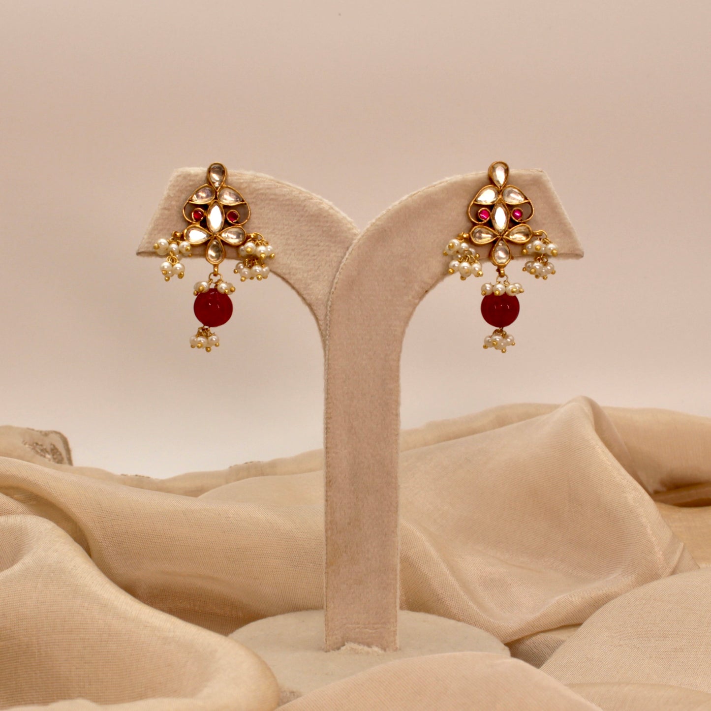Pearl and Ruby Drop Earrings