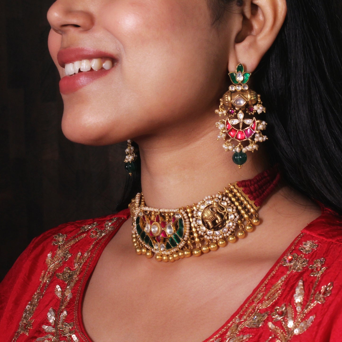 Heritage Kundan Choker Set with Jhumka Earrings