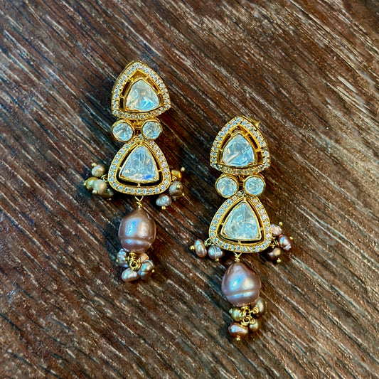 Crystal Gleam Kundan Earrings