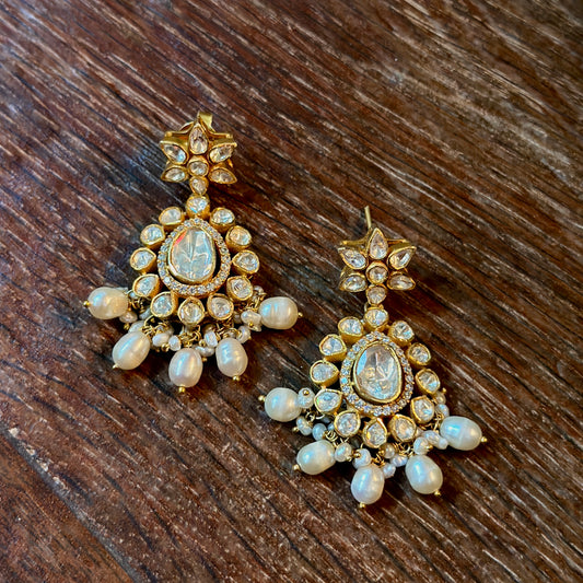 Pearl Cascade Chandbali Earrings