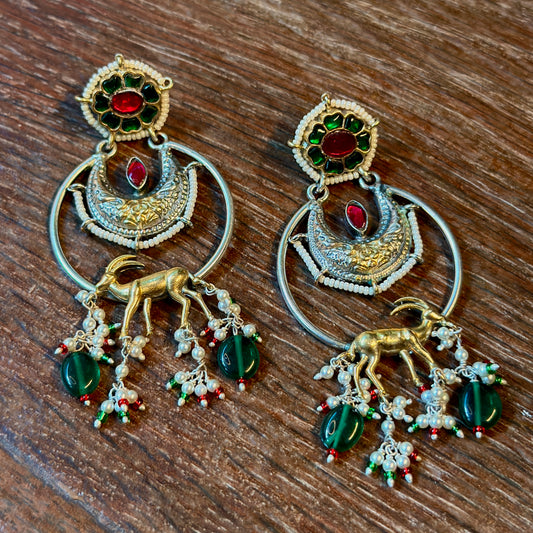 Majestic Deer Crescent Jhumkas