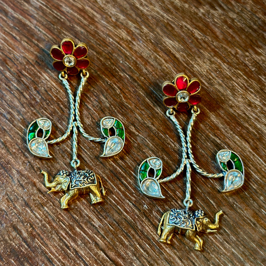 Royal Elephant Enamel Earrings