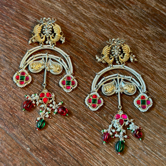 Twin Parrot Heritage Jhumkas