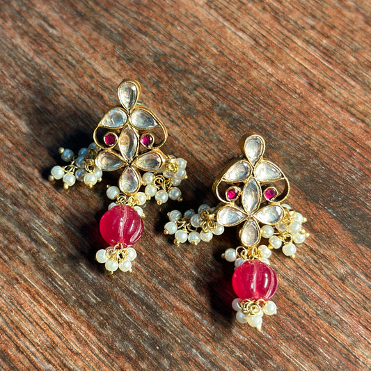 Pearl and Ruby Drop Earrings