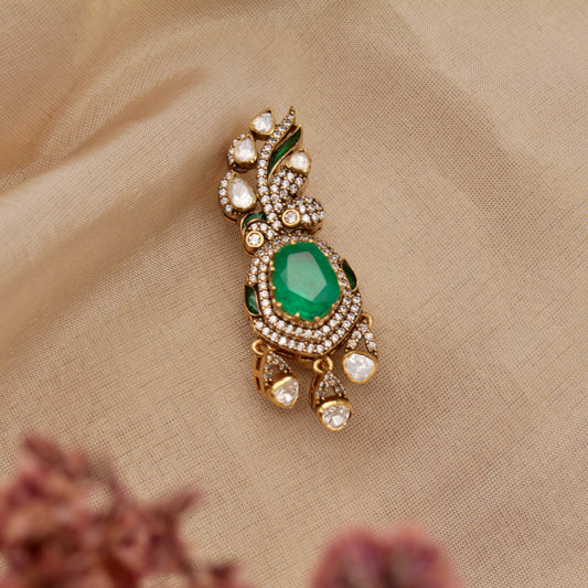 Emerald Royale Peacock Brooch