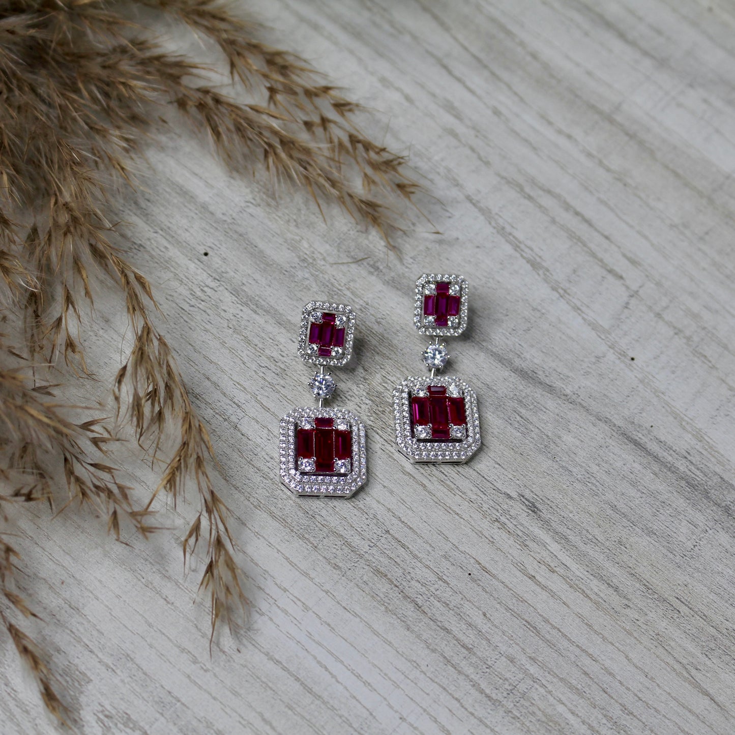 Ruby Glint Drape Earrings