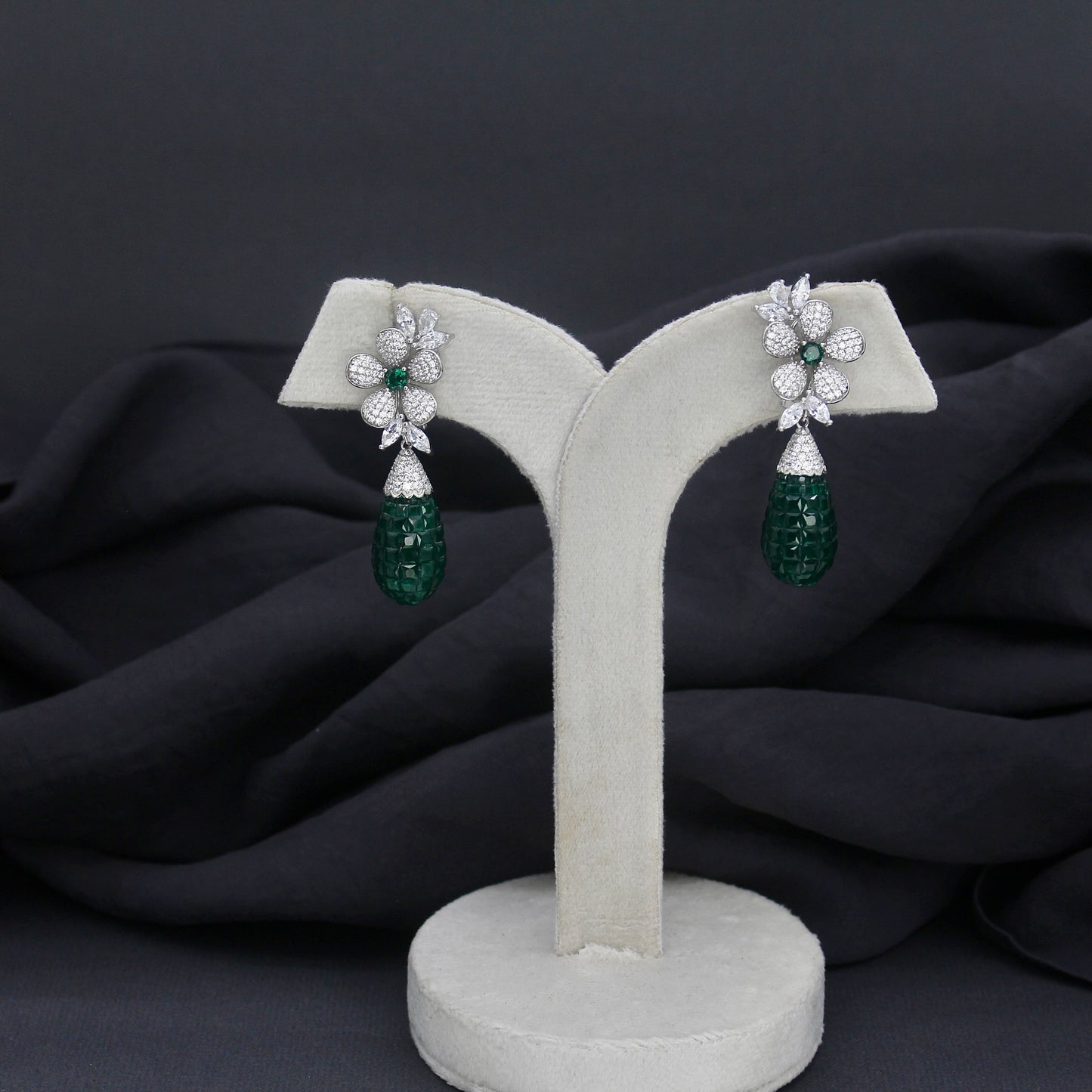 Emerald Bloom Drop Earrings