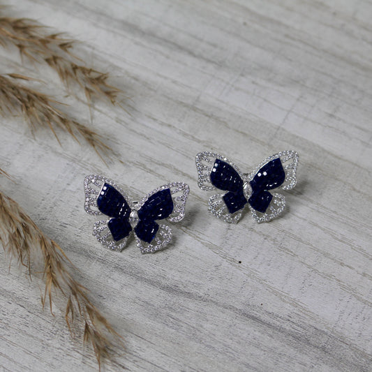 Midnight Flutter Silver Studs
