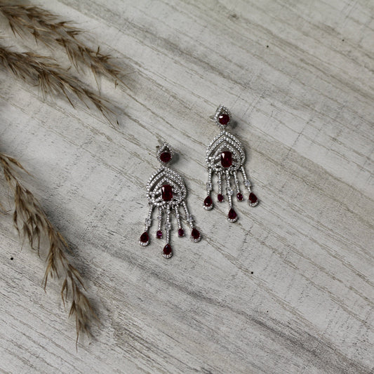 Ruby Cascade Silver Danglers