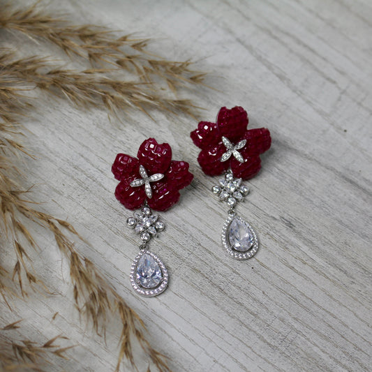 Ruby Bloom Tear Earrings
