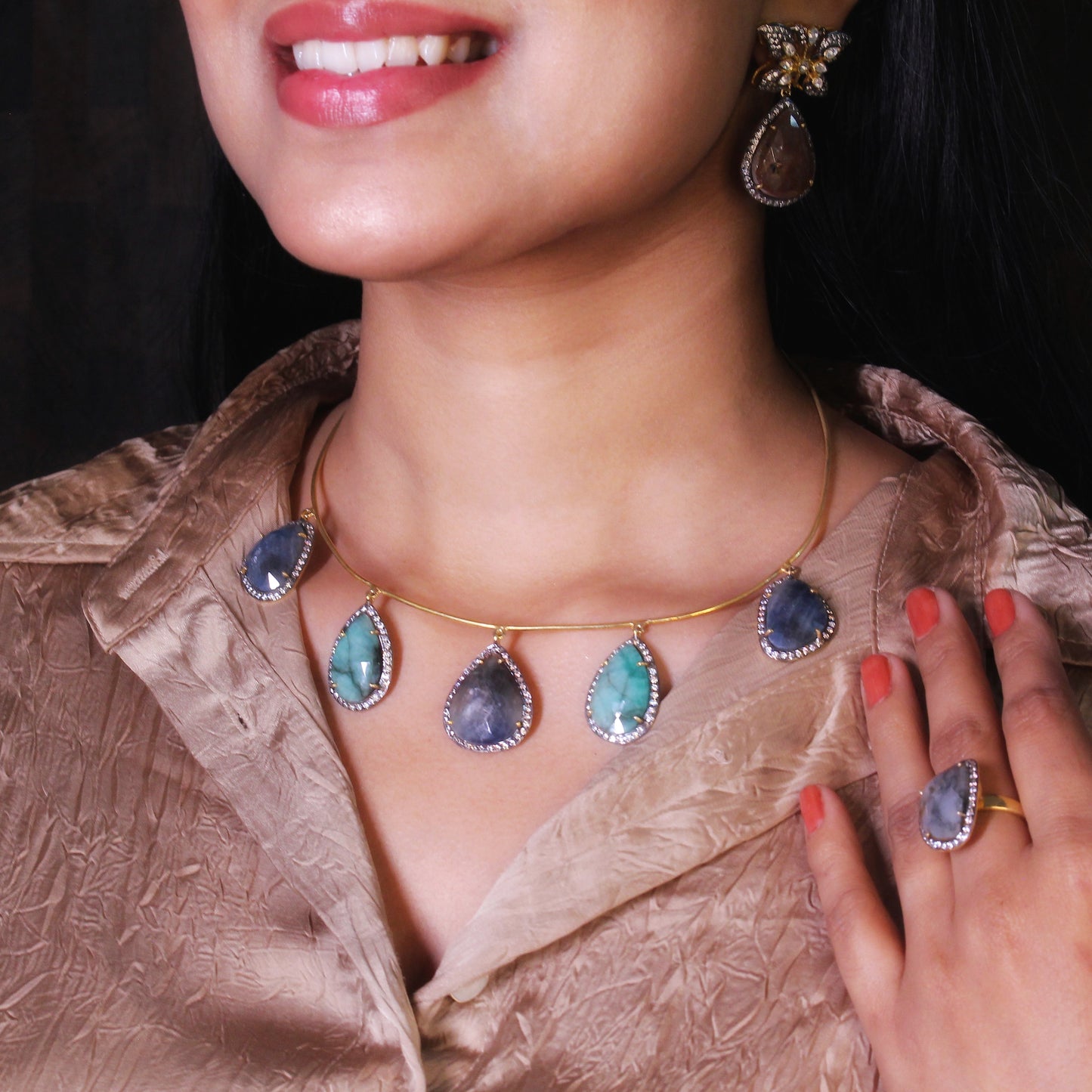 Mystic Blue Gemstone  Set