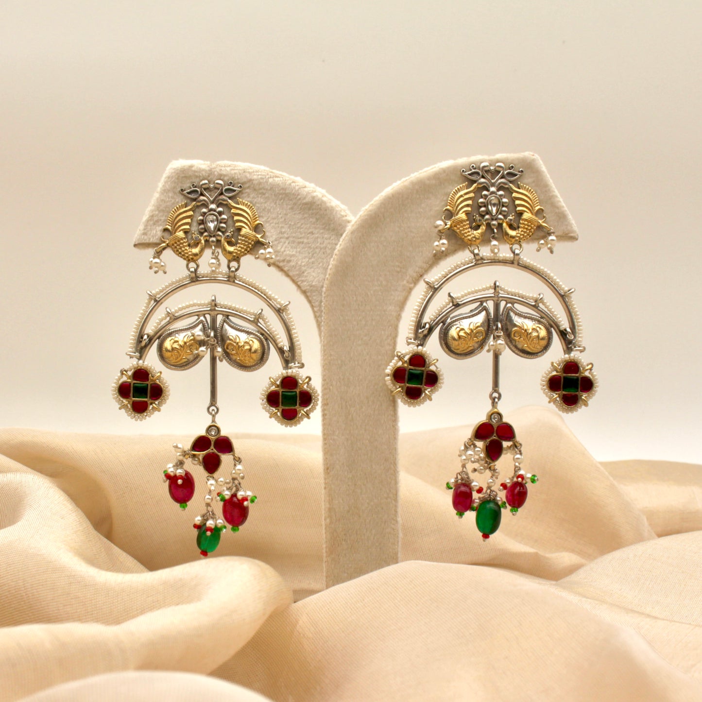 Twin Peacock Heritage Jhumkas
