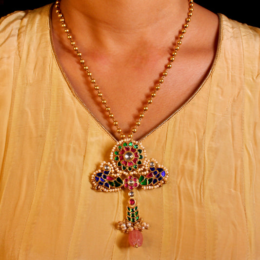 Royal Enamel Peacock Pendant Necklace