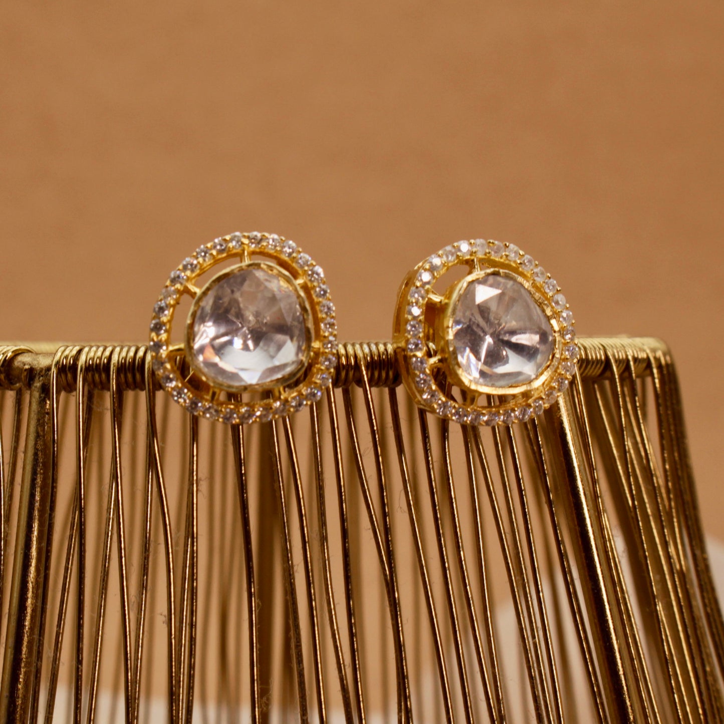 Minimalist Uncut Polki &  Gold Drop Necklace Set