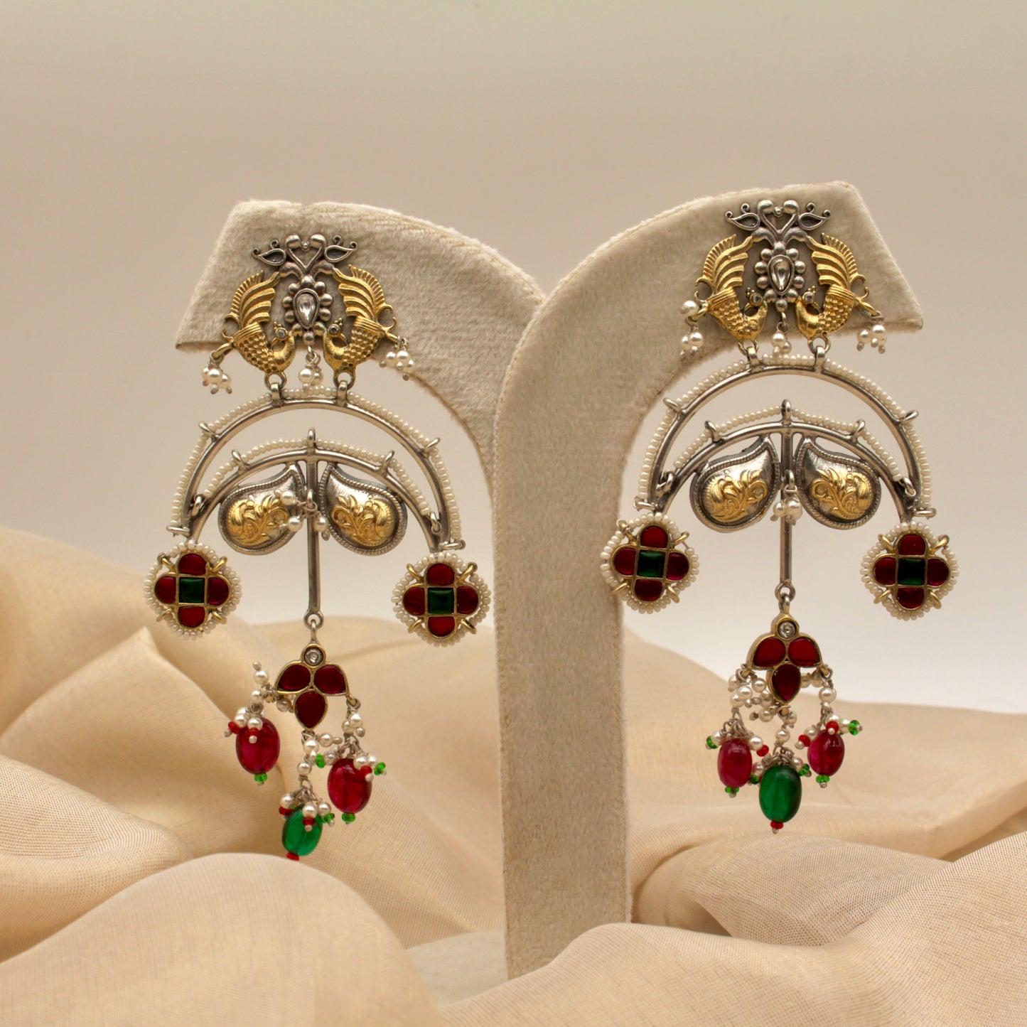 Twin Peacock Heritage Jhumkas