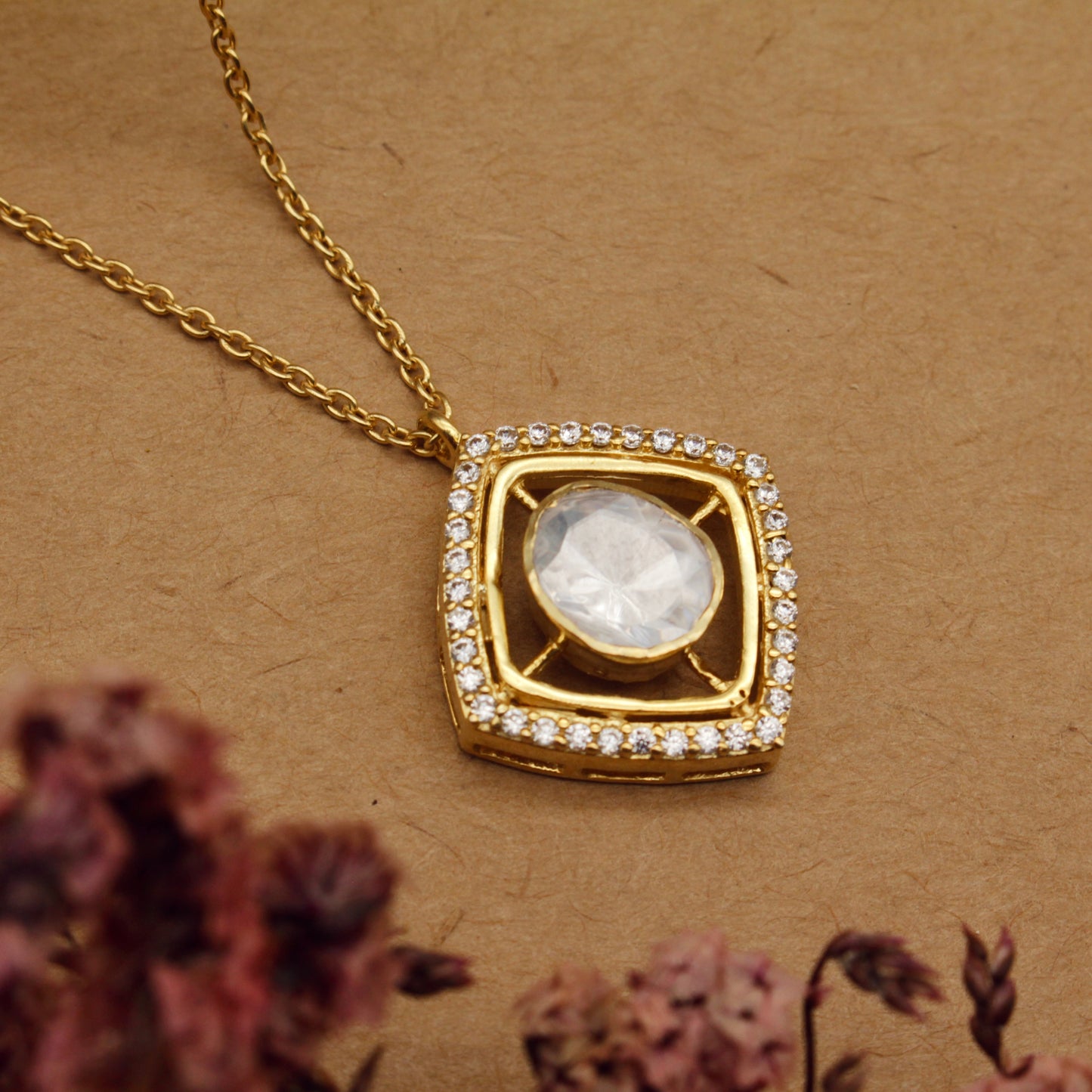 Statement Uncut Polki Pendant Set