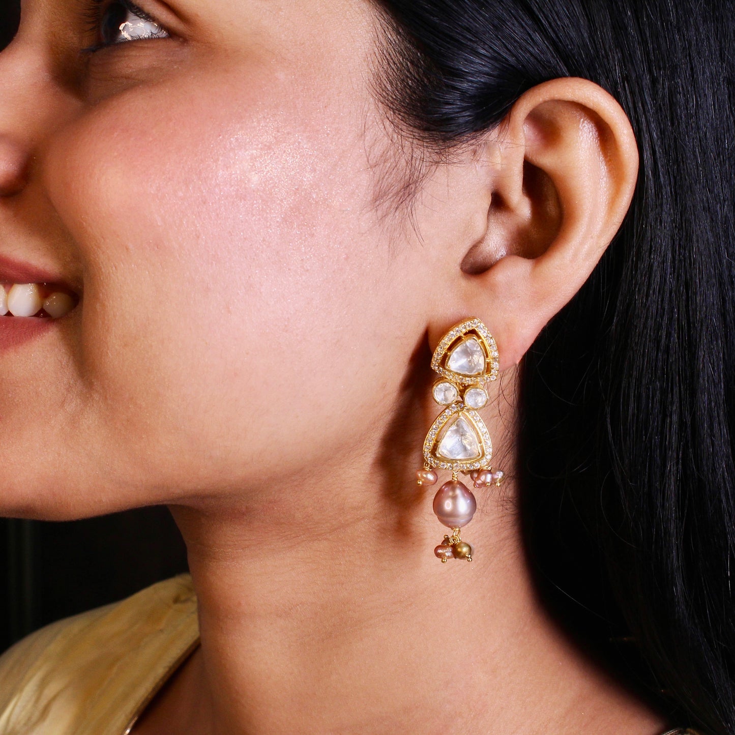 Crystal Gleam Kundan Earrings