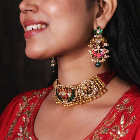 Heritage Kundan Choker Set with Jhumka Earrings