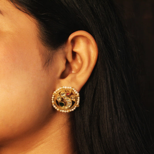 Vintage Kundan Pearl Studs