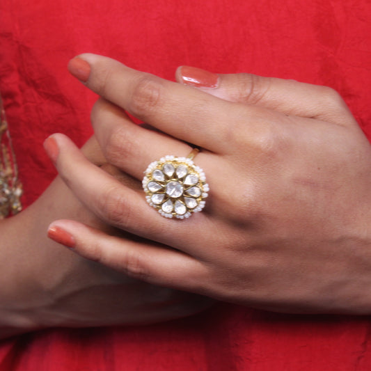 Majestic Polki Blossom Ring