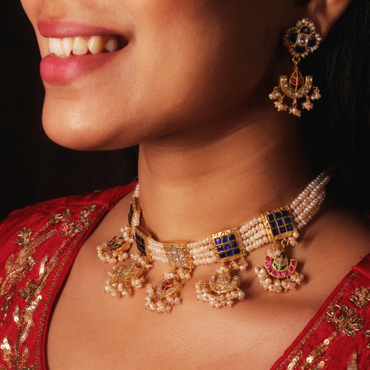 Royal Meenakari & Pearl Choker