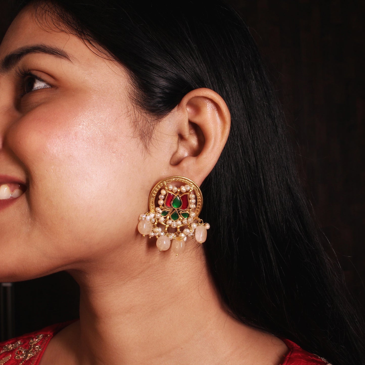 Regal Lotus Chandbali Earrings