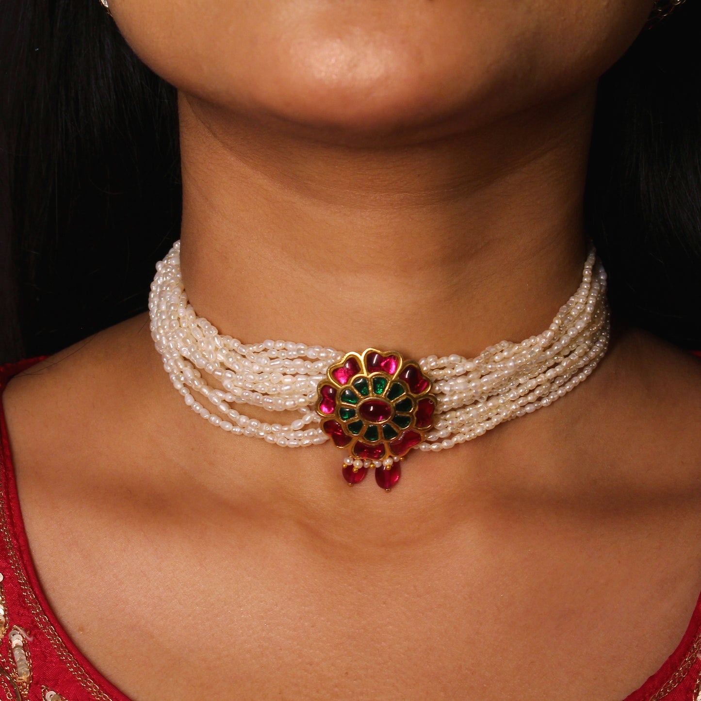 Ethereal Pearl & Kundan Bloom Choker