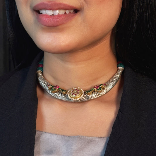 Ethnic Silver Enamel Hasli