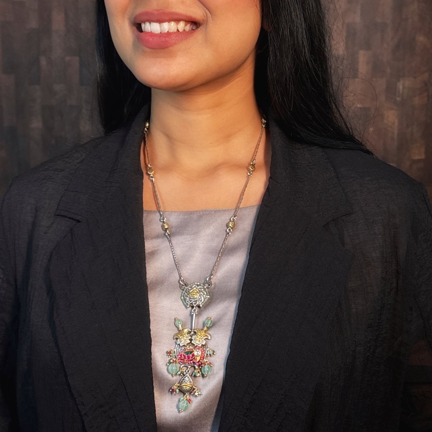 Vintage Temple Pendant Necklace